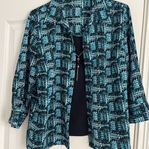 Notations Black and Blue Patterned Blouse Get for Traveling!